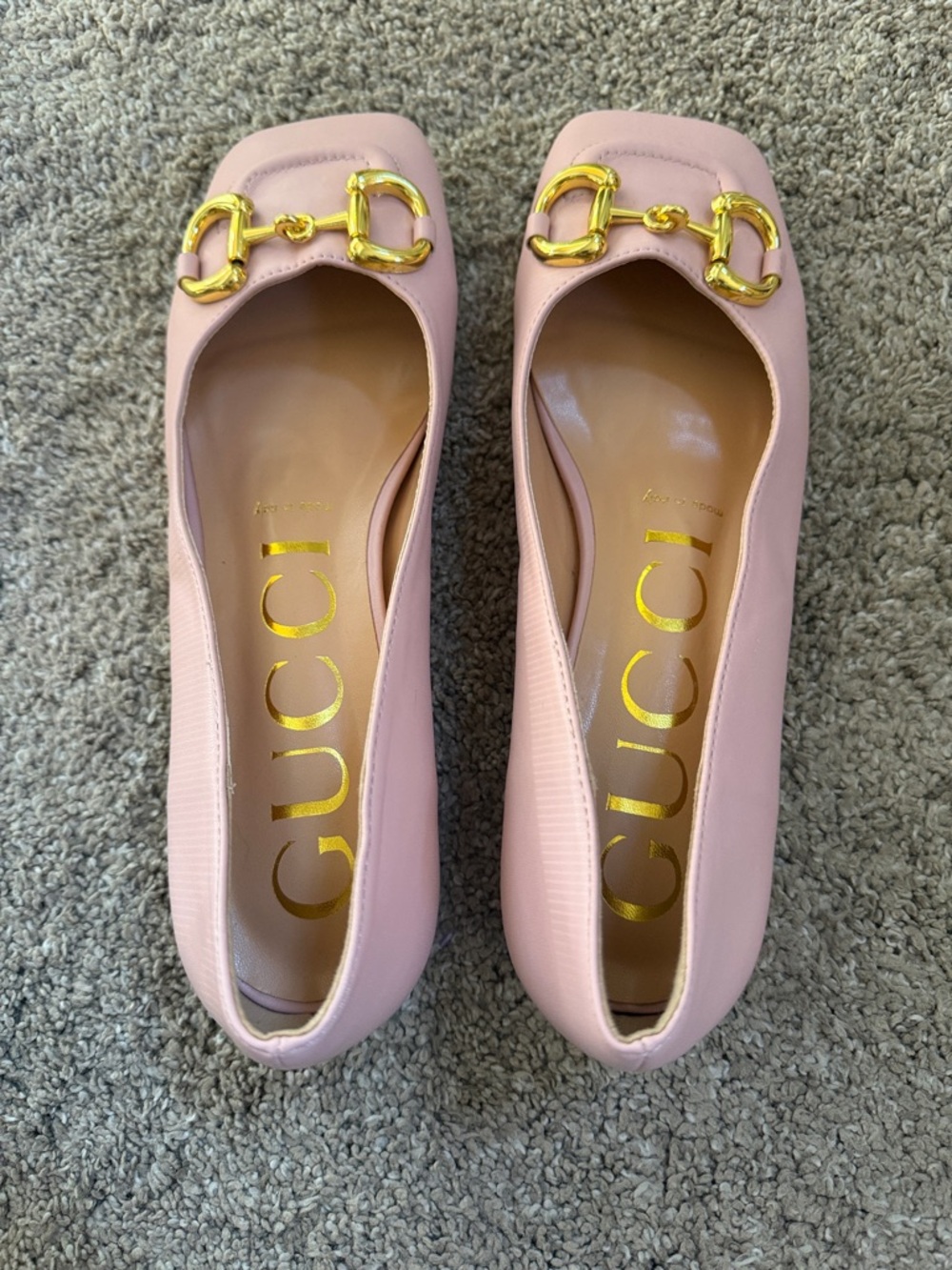 Gucci Blush Pink Horsebit Square Toe Pumps - Picture 8 of 17